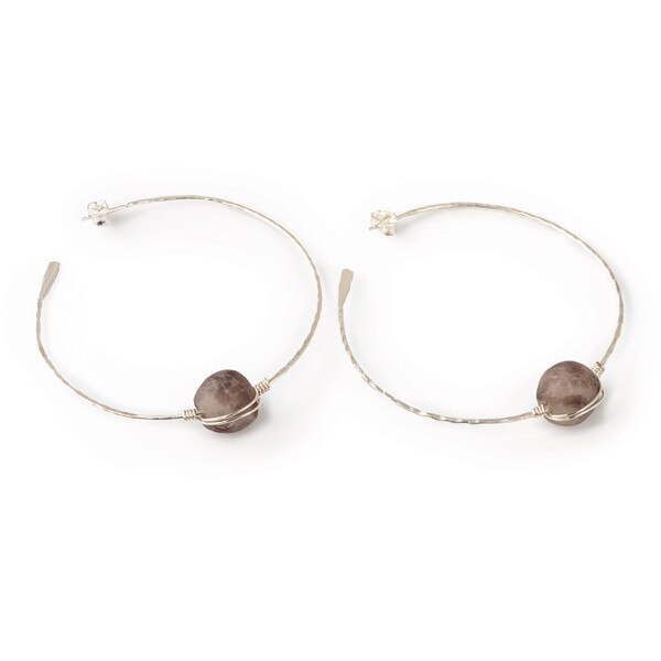 Evangeline Hoop Earrings Silver (Purple)
